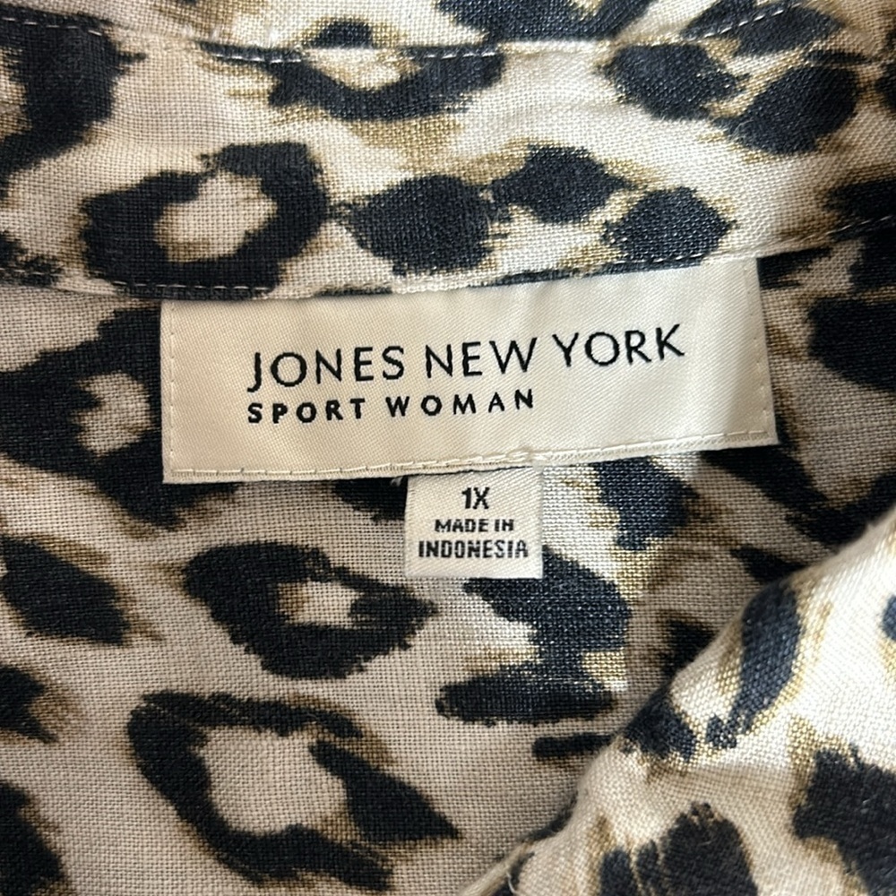 Jones New York Sports Women Animal Print Long Sleeve Button Up Blouse Sz 1X - Picture 5 of 9